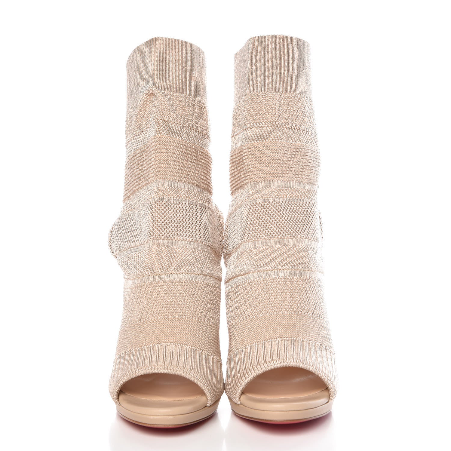 Christian Louboutin Maille Tricot Nappa Cheminene 120 Sock Ankle Boots 37.5 Beige 2 of 8