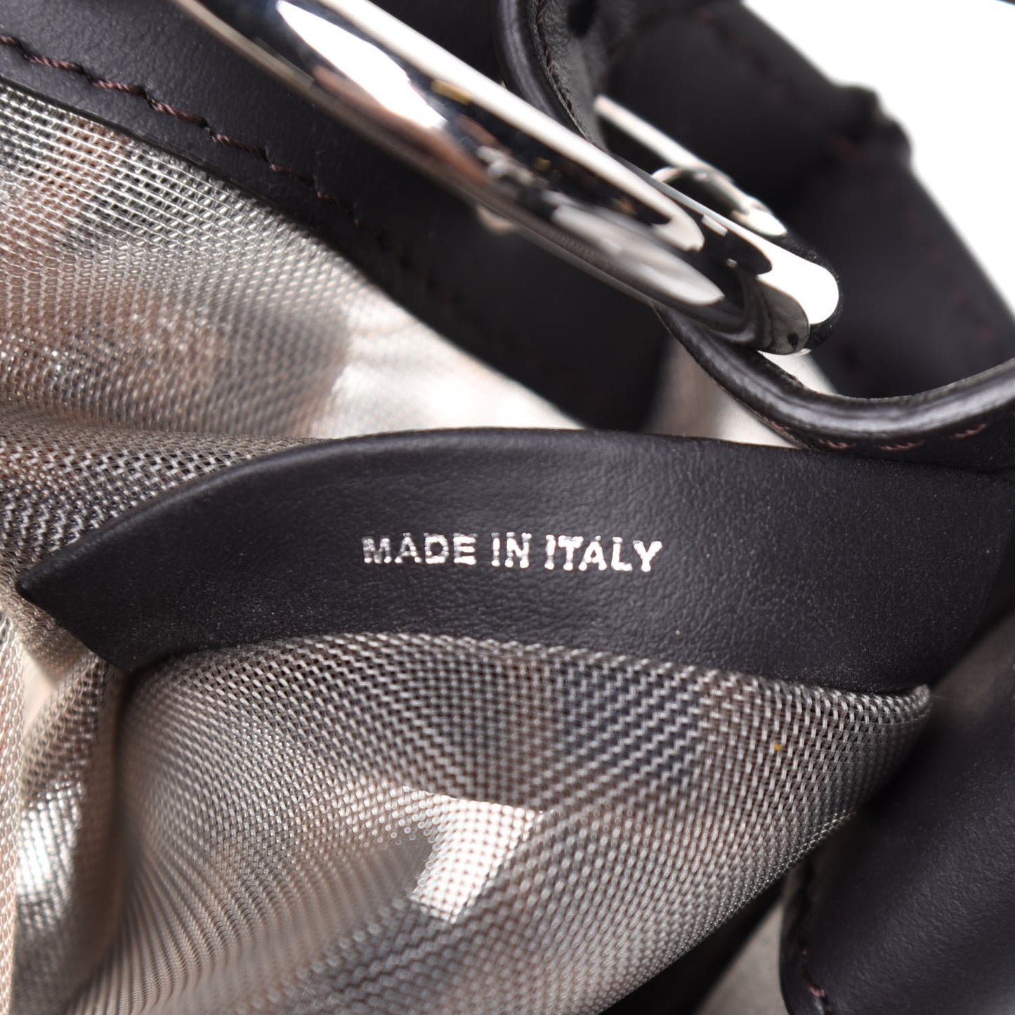 Mesh Vitello Century Cuoio FF 1974 Small Runaway Shopper Tote Marrone Black Ebano