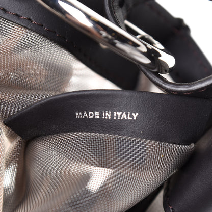 Fendi Mesh Vitello Century Cuoio FF 1974 Small Runaway Shopper Tote Marrone Black Ebano 7 of 14
