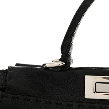 Fendi Cuoio Romano Selleria Bi-Color Medium Peekaboo Iconic Satchel Black Mou 15 of 15