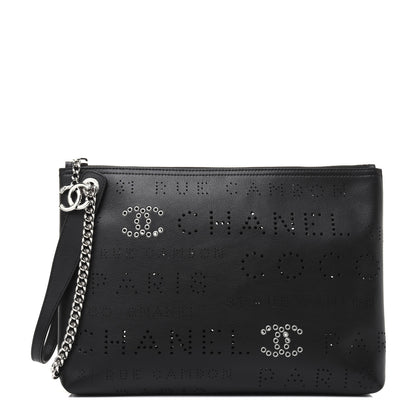 Chanel Calfskin Eyelets Clutch Black 1 of 10