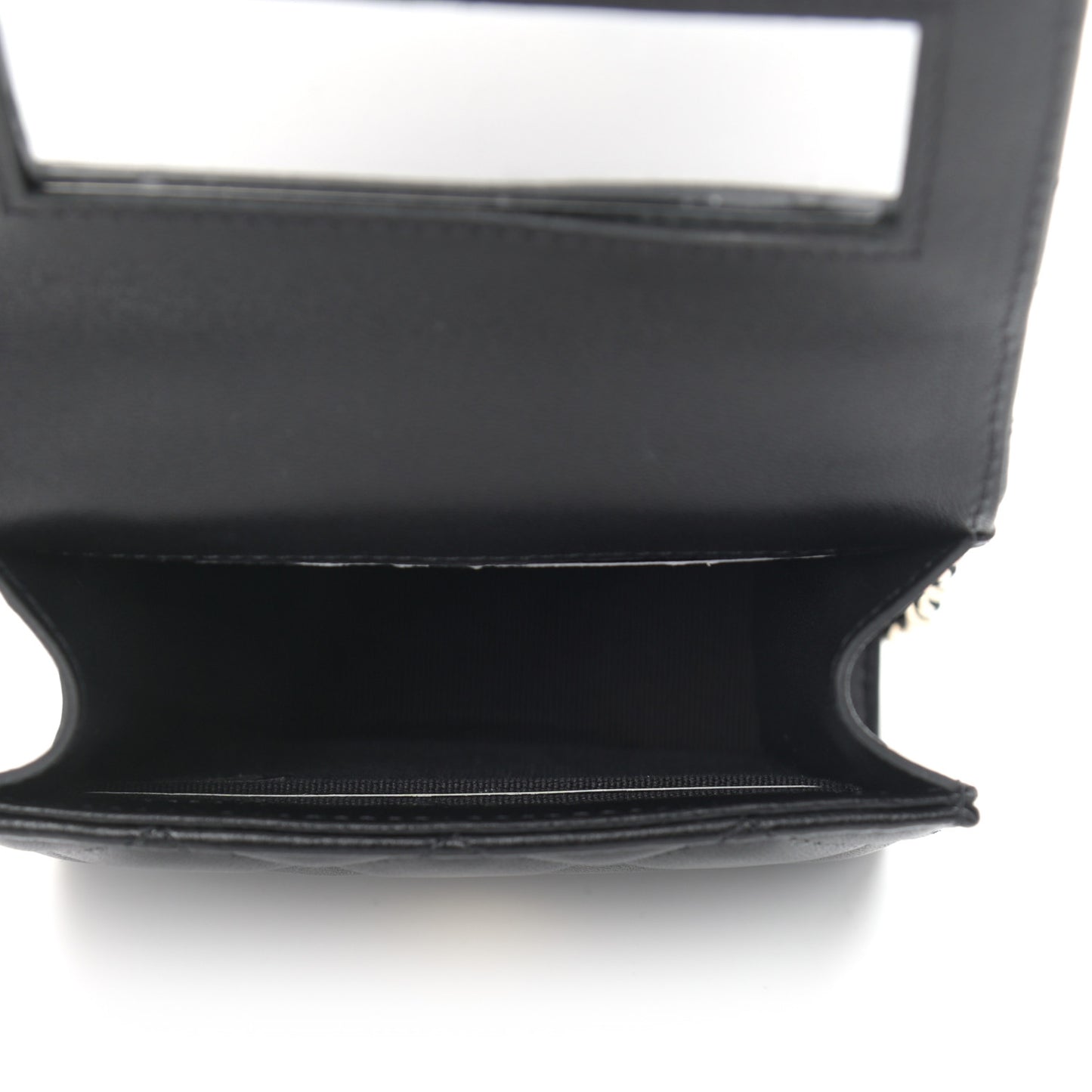 Lambskin Quilted Top Handle Flap Clutch With Chain Black