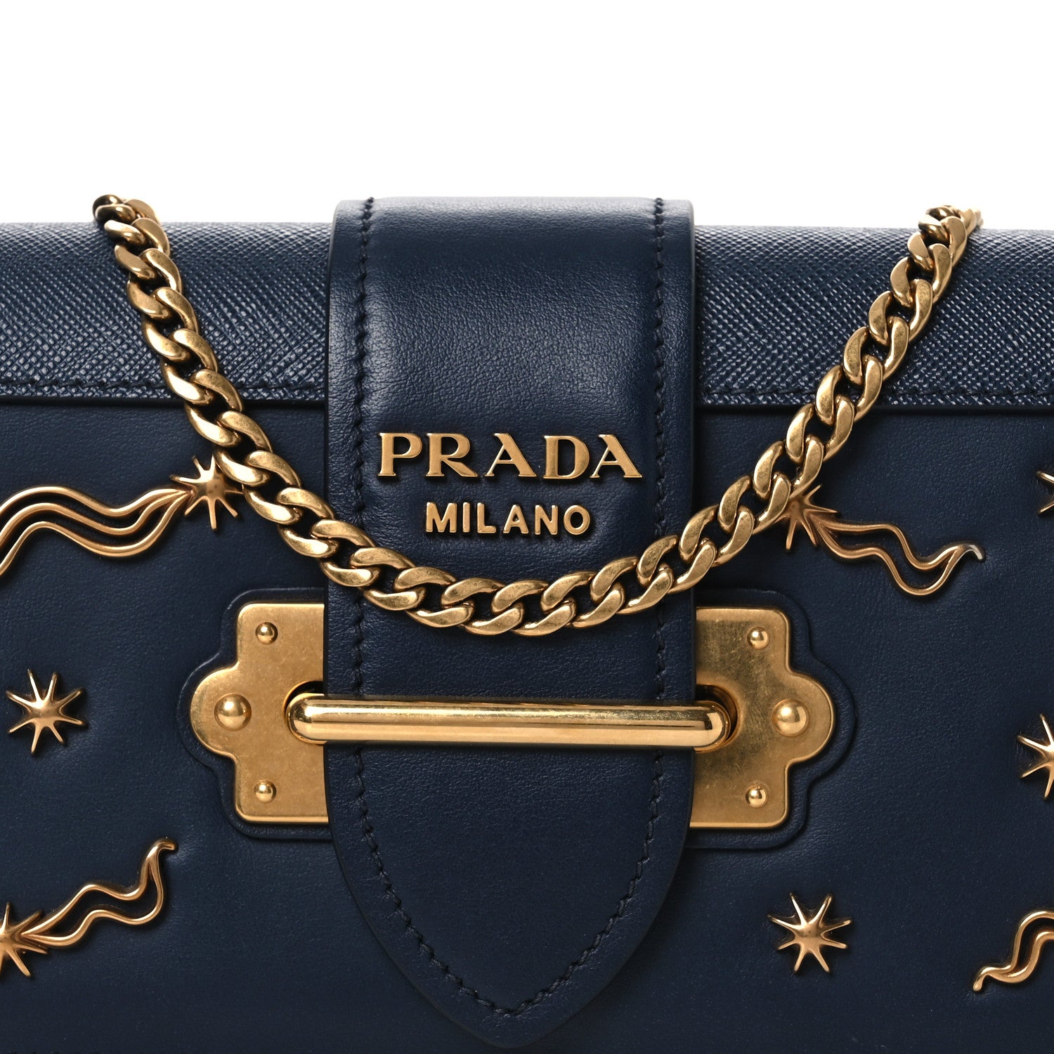 Prada City Calf Saffiano Astrology Cahier Clutch With Chain Baltico 8 of 10