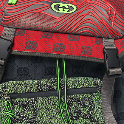 Gucci Jersey GG Monogram All Over Pan Sport Double Buckle Backpack Grey Green Multicolor 8 of 10