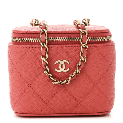 Chanel Caviar Quilted Mini Vanity Case With Chain Dark Pink 1 of 11