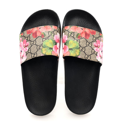 Gucci GG Supreme Monogram Blooms Slide Sandals 38 Beige Multicolor 5 of 8