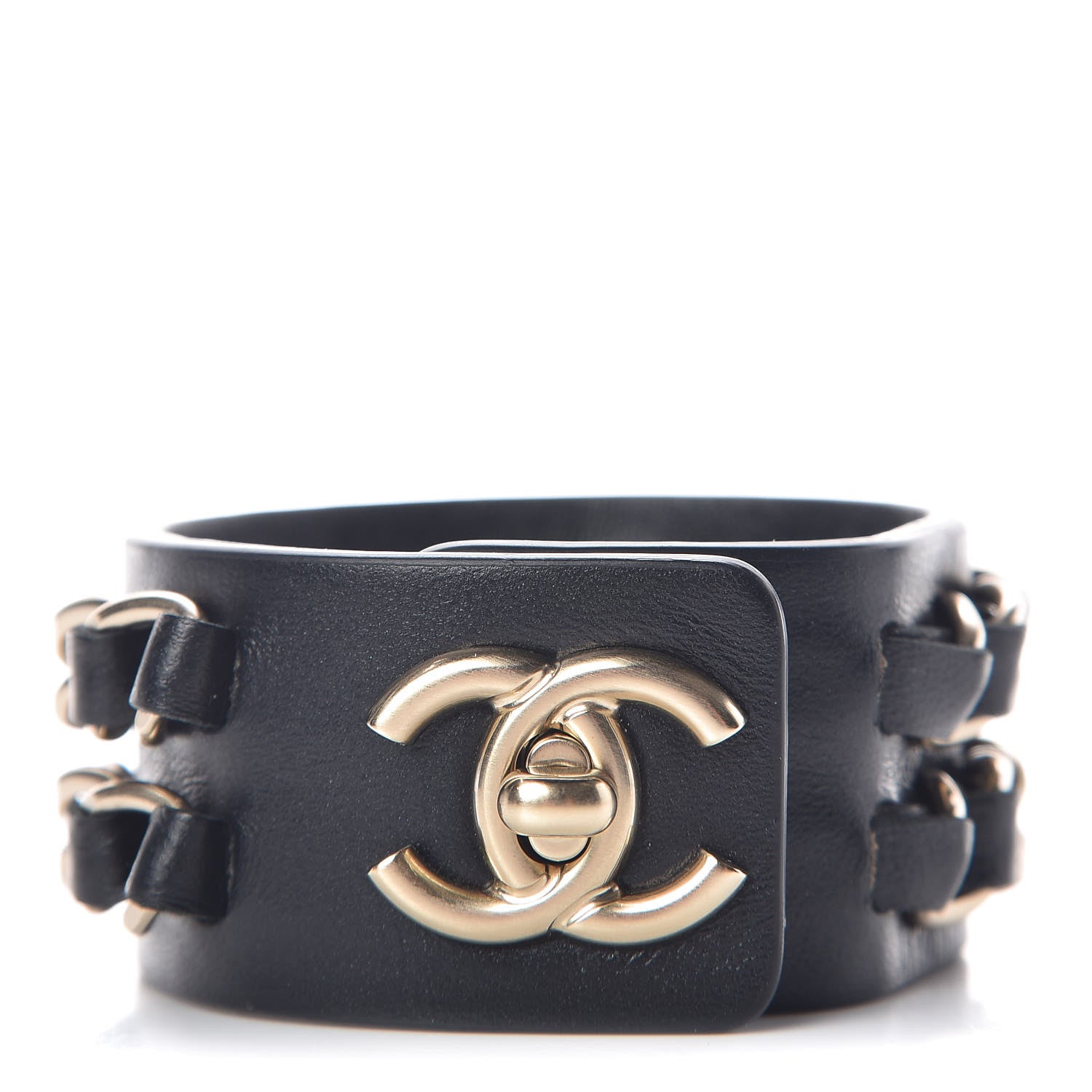 Chanel Lambskin CC Chain Turnlock Bracelet M Black 1 of 5
