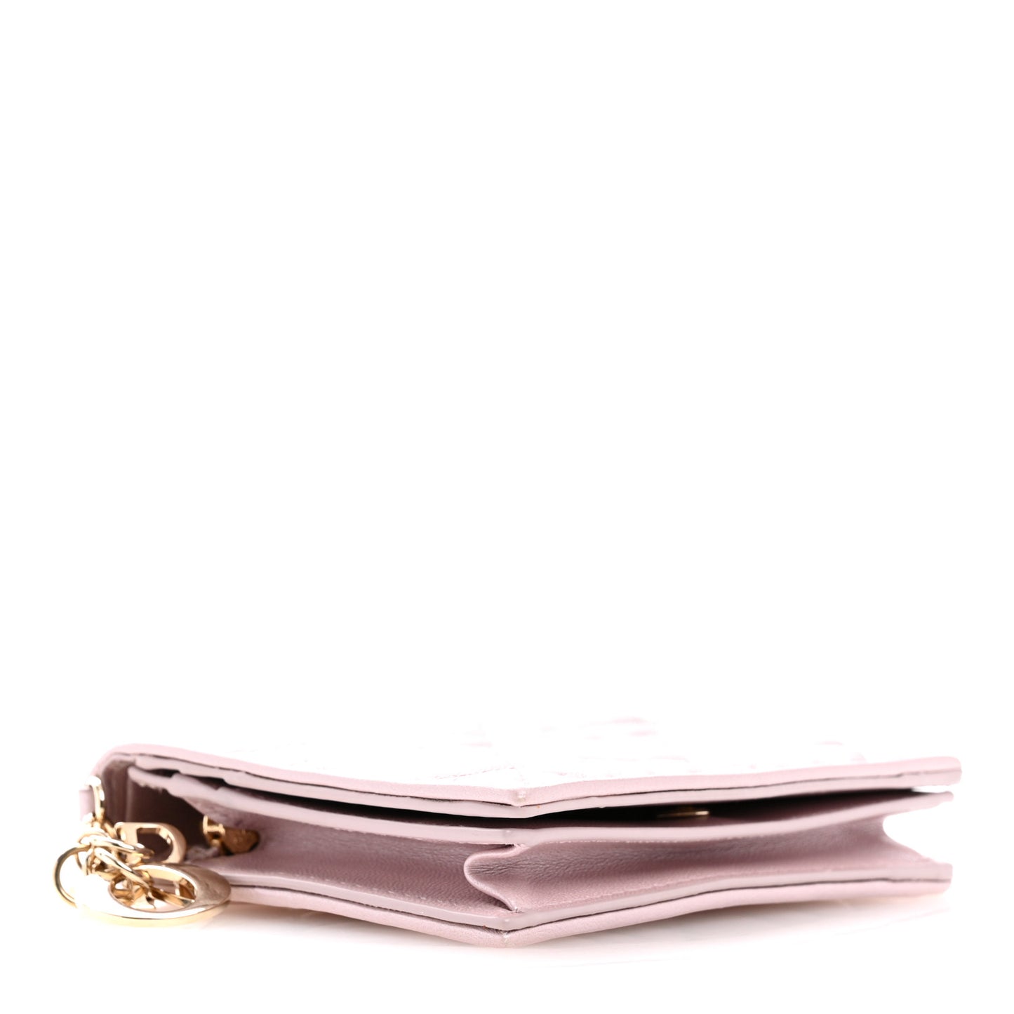 Metallic Lambskin Cannage Mini Lady Dior Wallet Lotus