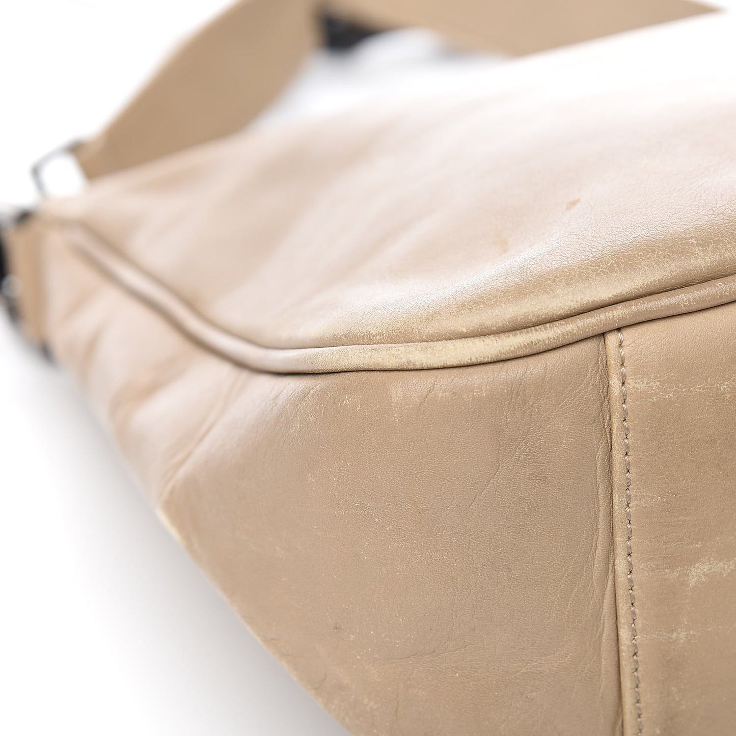 Calfskin Bamboo Top Handle Hobo Beige