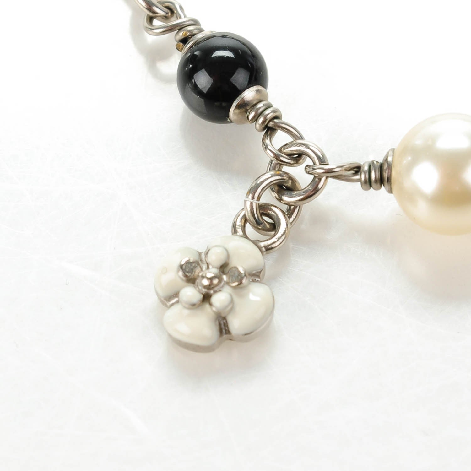 Chanel Pearl Beaded Charm Bracelet Silver 6 of 9