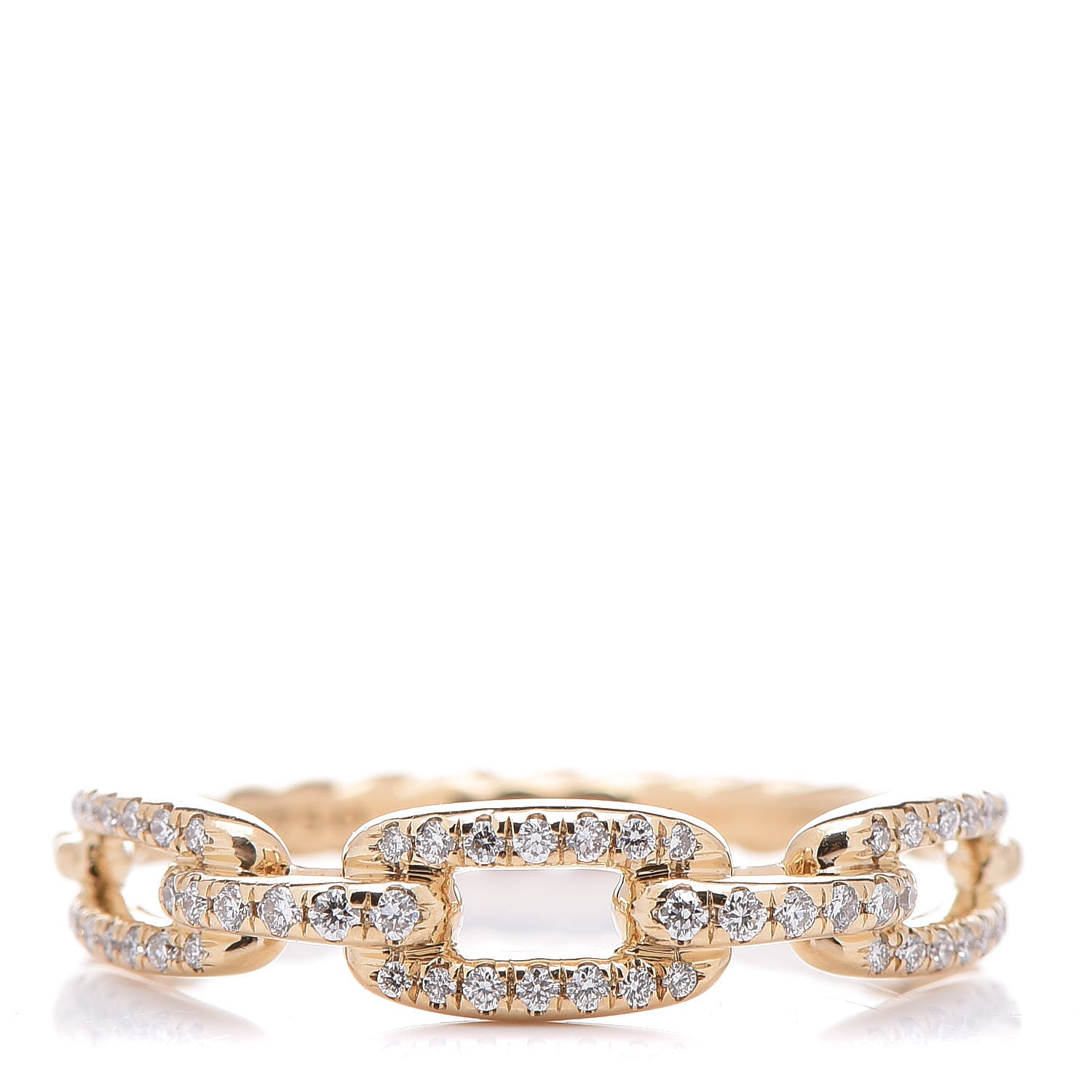 David Yurman 18K Yellow Gold Diamond Stax Single Row Chain Link Ring 57 8 1 of 5