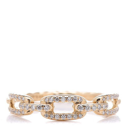 David Yurman 18K Yellow Gold Diamond Stax Single Row Chain Link Ring 57 8 1 of 5