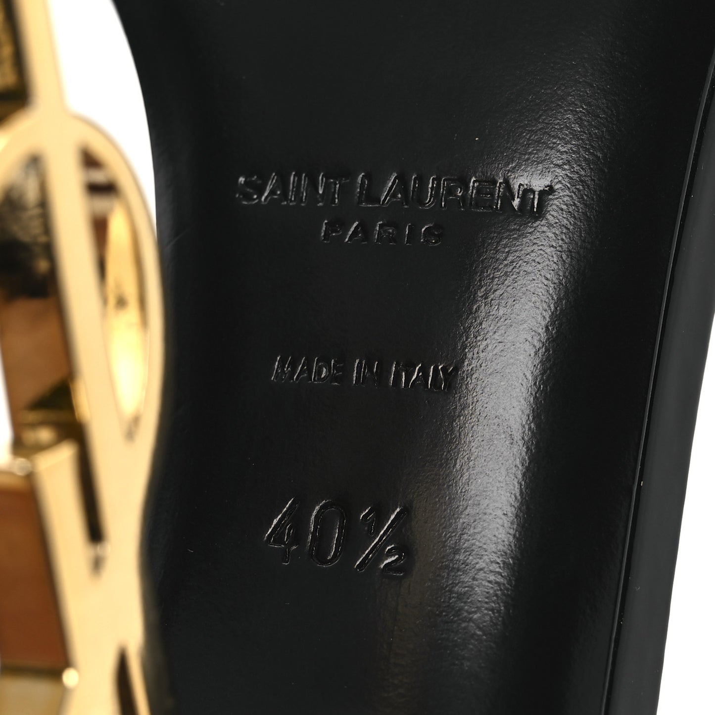 Patent Calfskin Opyum 110 Sandals 40.5 Black Gold
