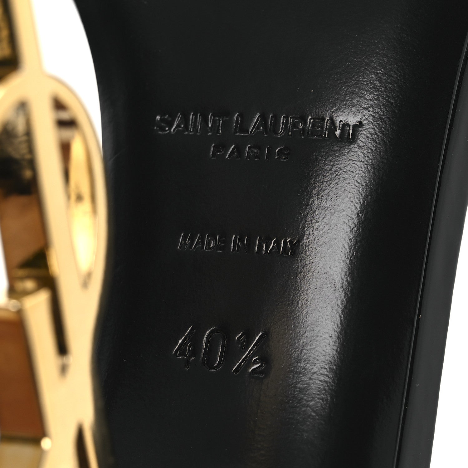Saint Laurent Patent Calfskin Opyum 110 Sandals 40.5 Black Gold 8 of 12