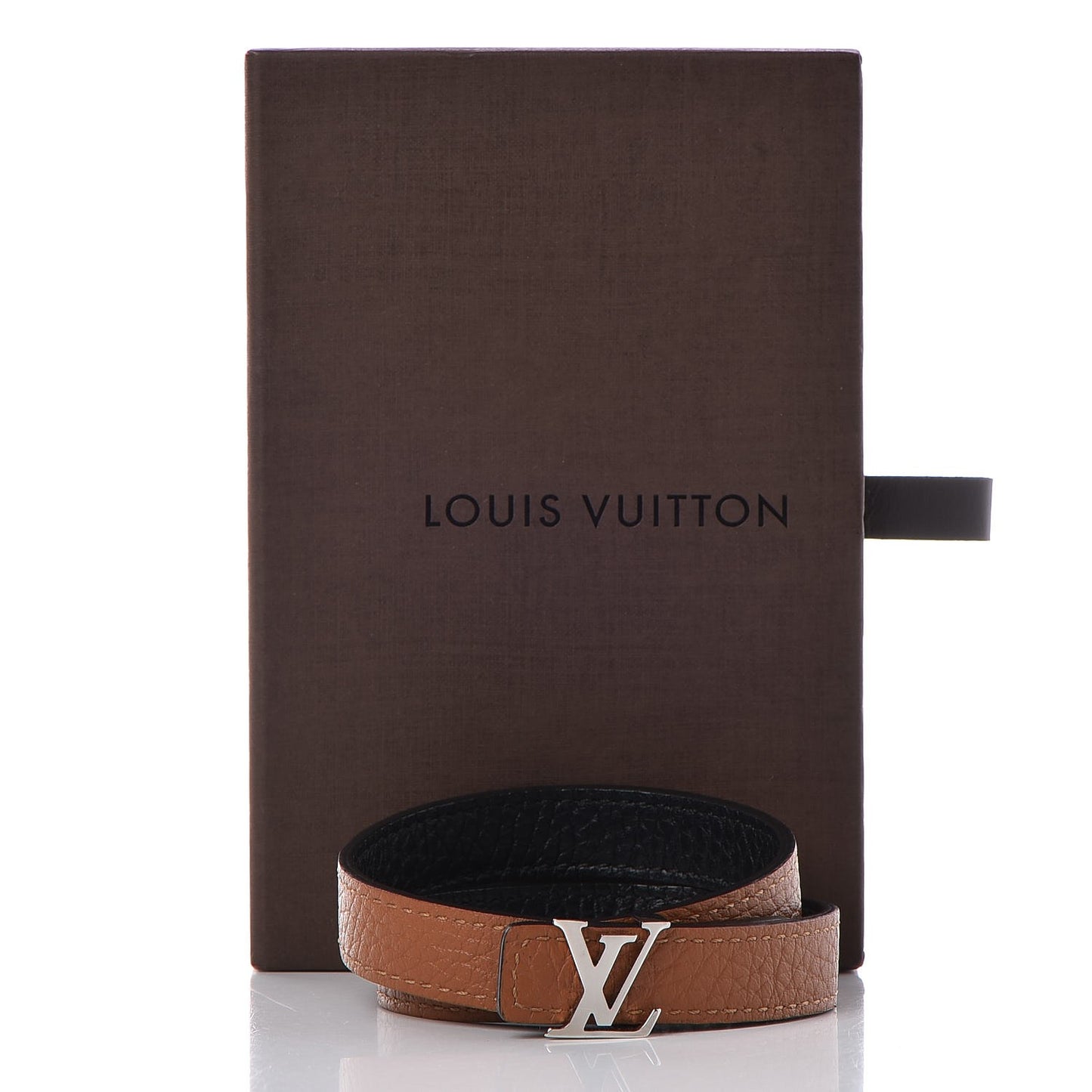 Taurillon LV Initiales Reversible Bracelet Brown Black