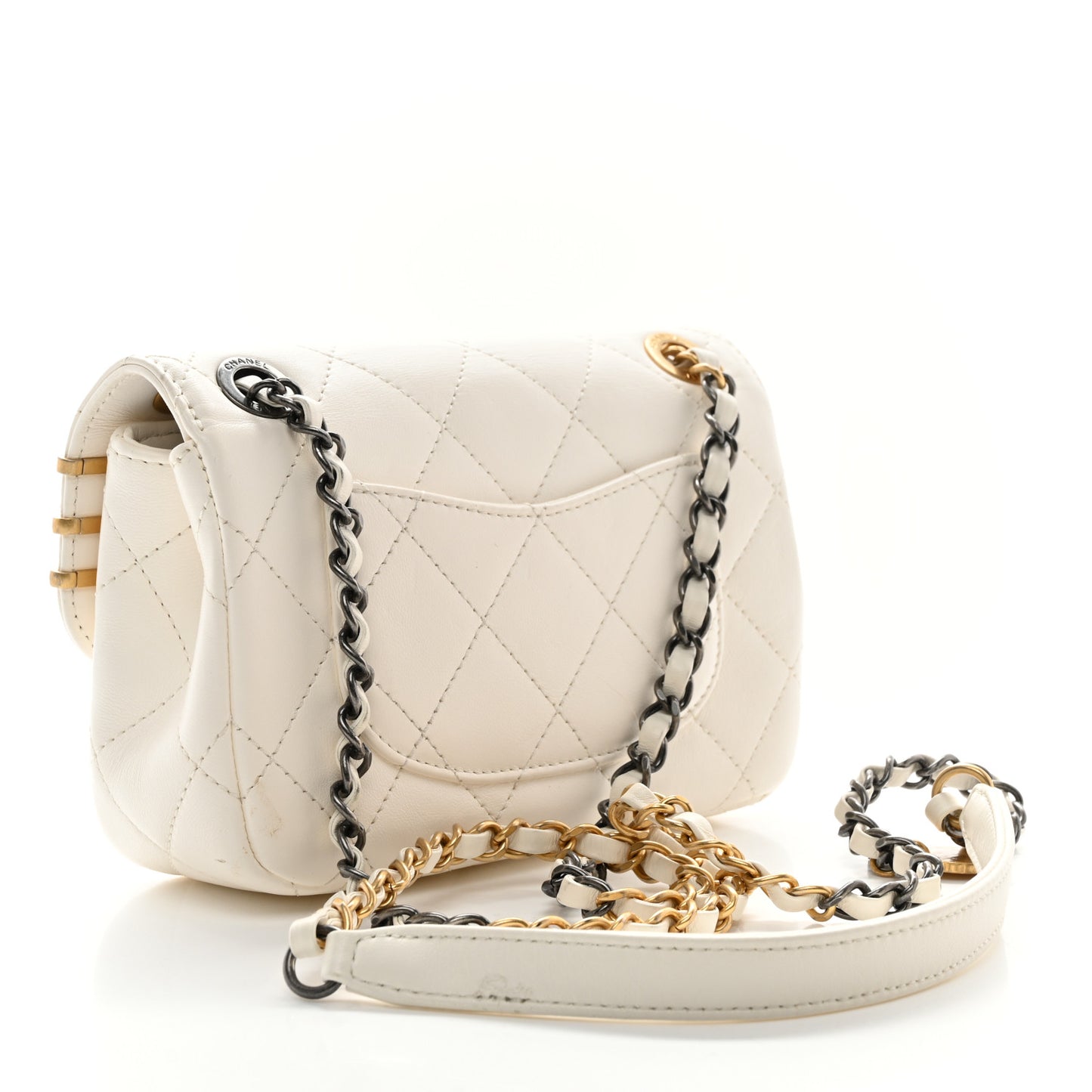 Lambskin Quilted Mini Coco Clips Flap White