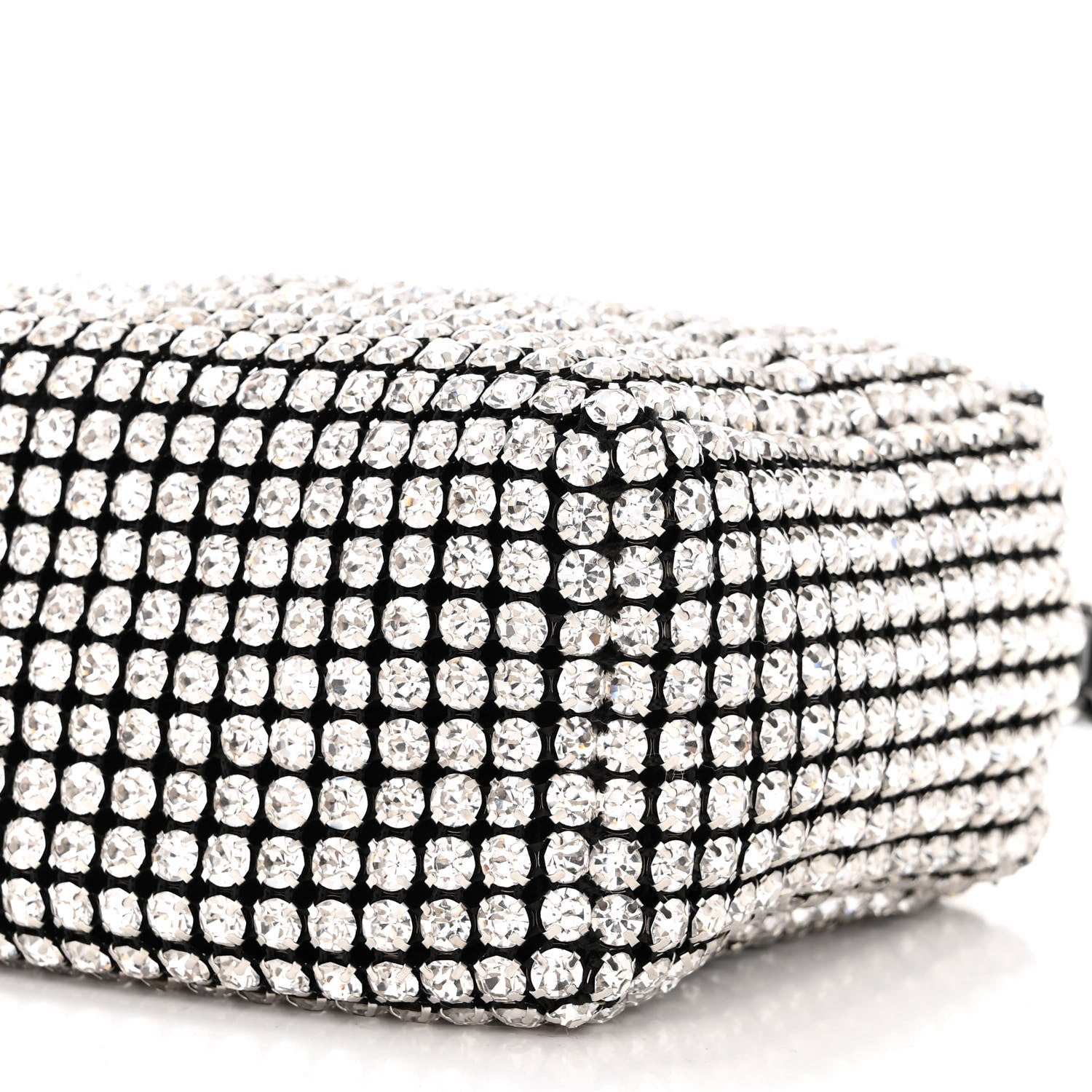 Alexander Wang Mesh Crystal Rhinestone Mini Heiress Pouch Black Silver 10 of 11