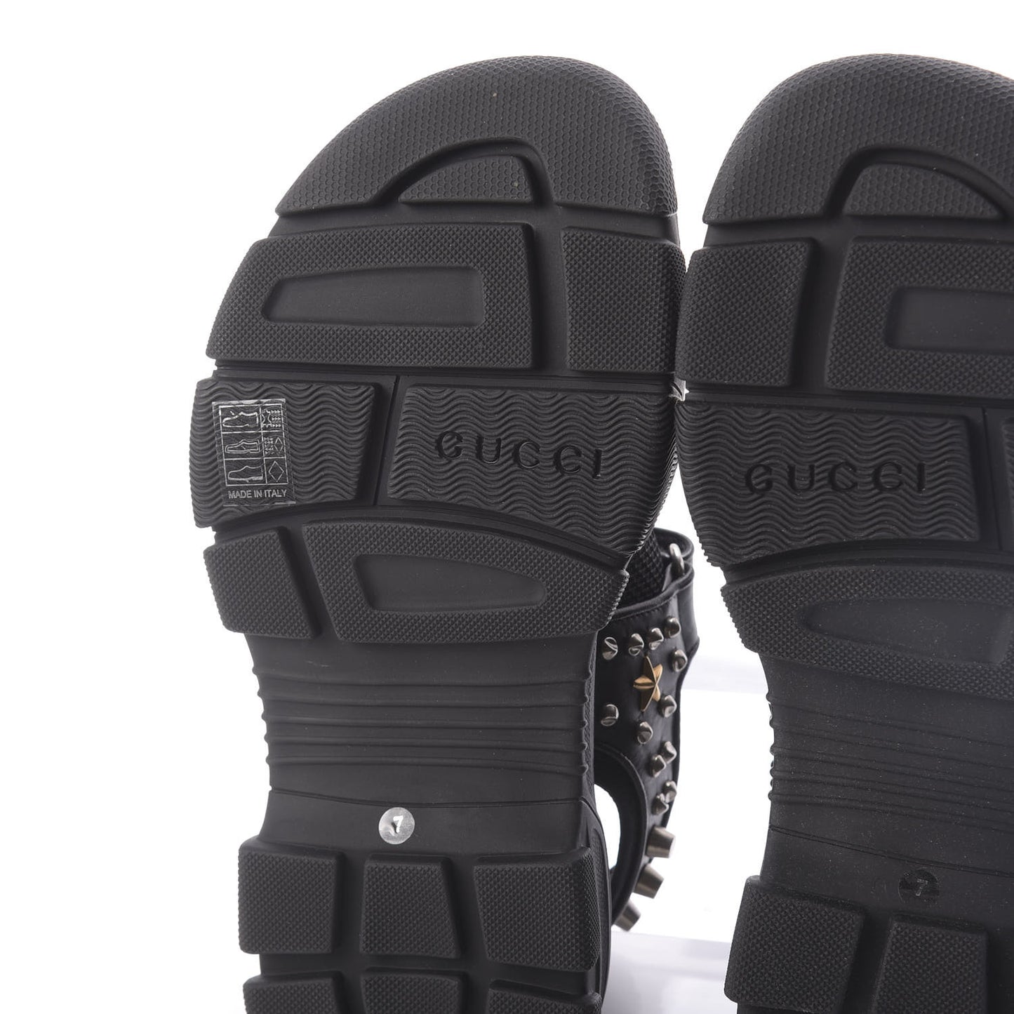 Nappa Mesh Studded Mens Aguru Sandals 7 Black