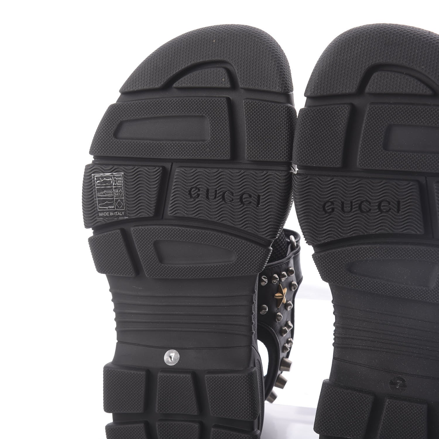 Gucci Nappa Mesh Studded Mens Aguru Sandals 7 Black 9 of 10