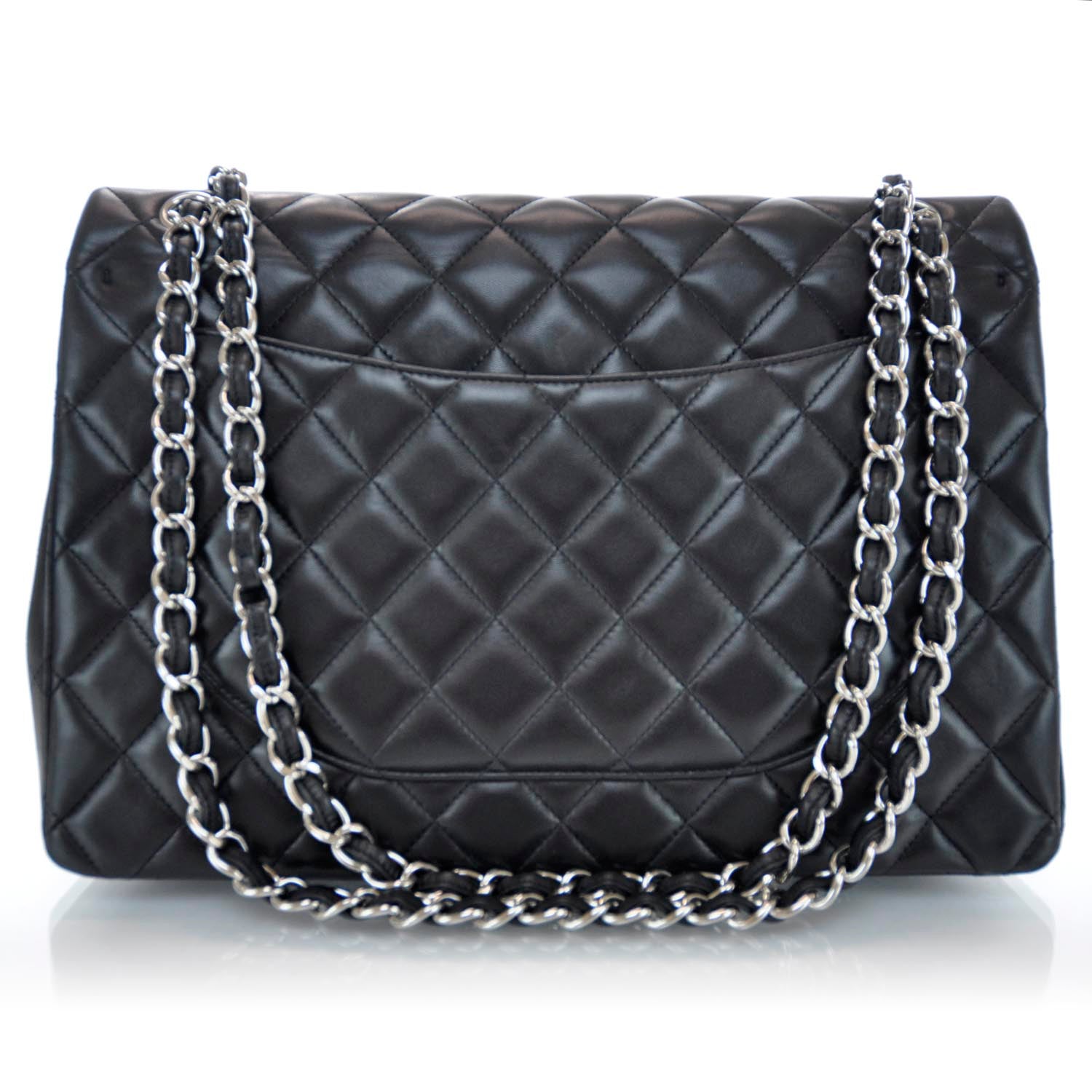 Chanel Lambskin Quilted Maxi Double Flap Black 3 of 11