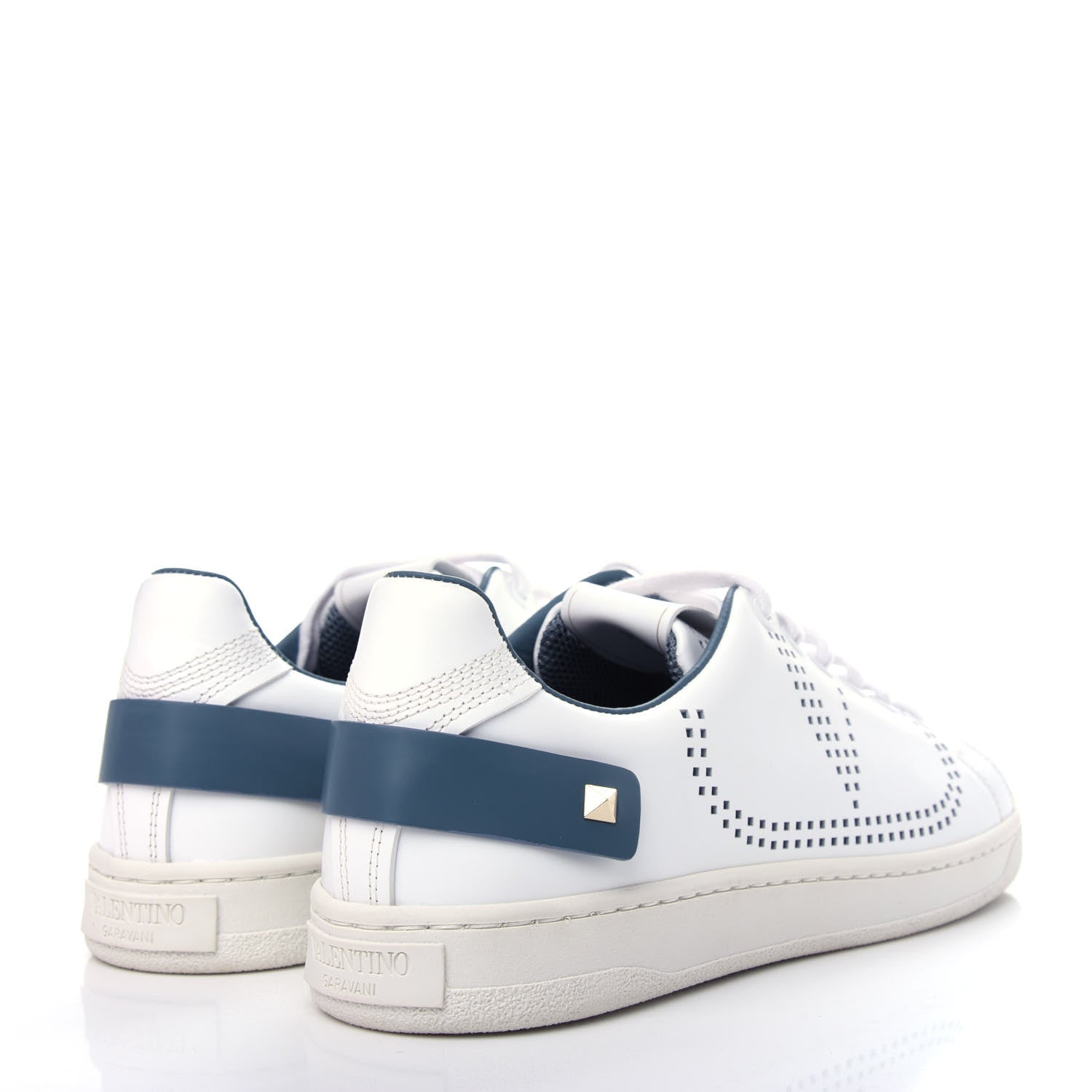 Valentino Garavani Calfskin Womens Backnet Sneakers 38 White Blue 4 of 11