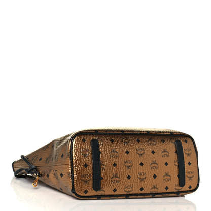 MCM Metallic Visetos Medium Shopper Tote Gold 4 of 11