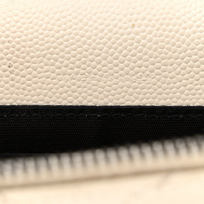Saint Laurent Grain De Poudre Matelasse Chevron Monogram Envelope Chain Wallet Dove White 7 of 18