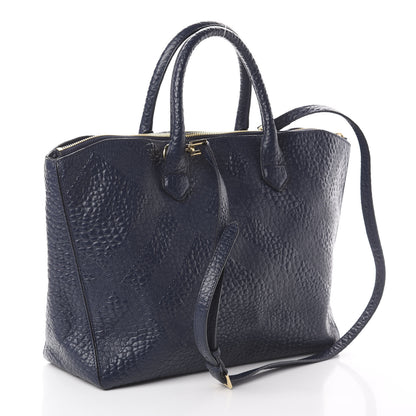 Burberry Heritage Grain Check Embossed Medium Dewsbury Tote Blue Carbon 2 of 8