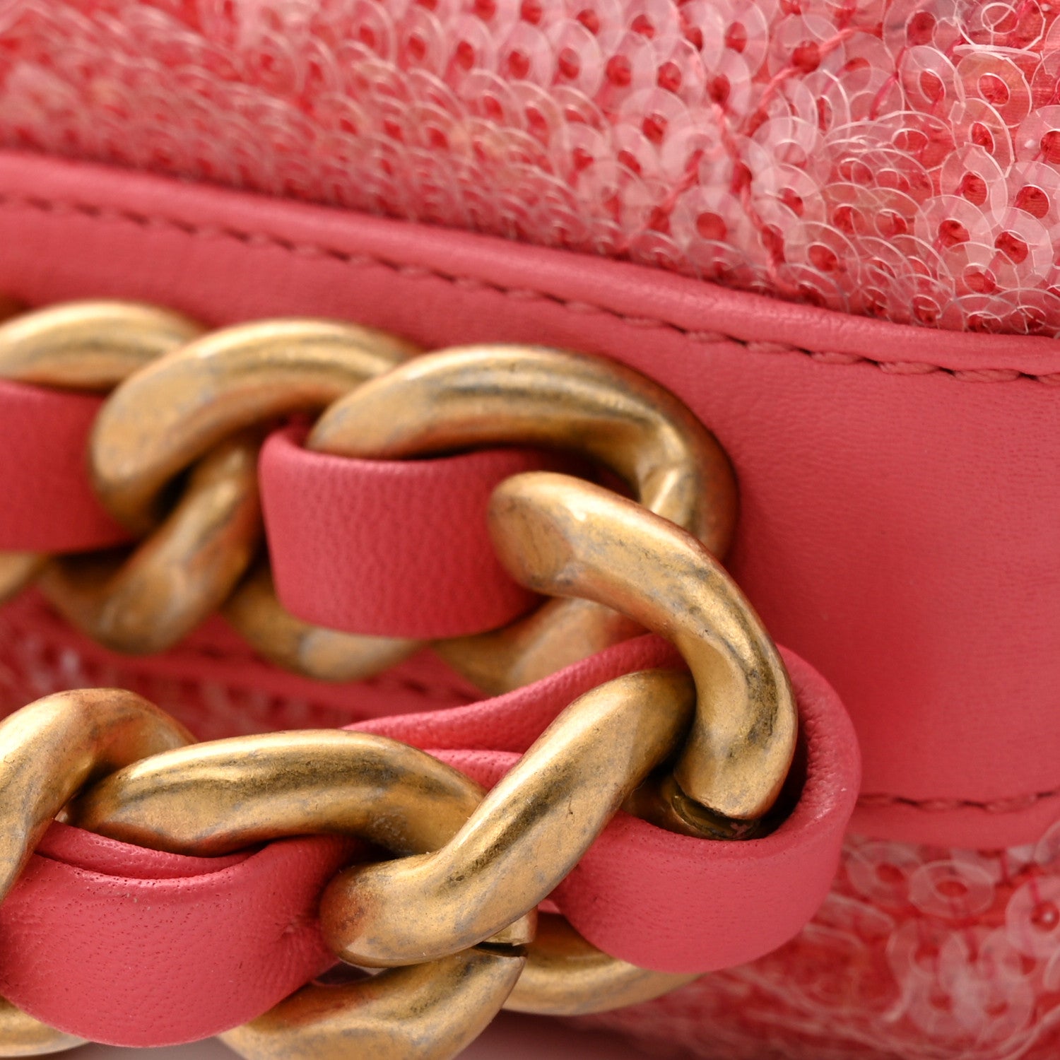Chanel Sequin Quilted Medium Chanel 19 Flap Coral 12 of 13
