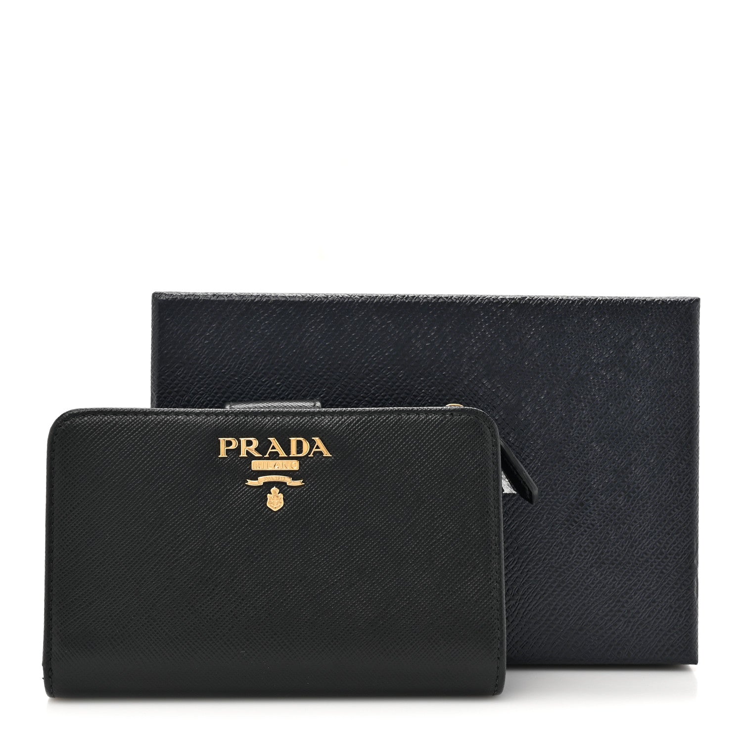 Prada Saffiano Metal Compact Wallet Black 9 of 9