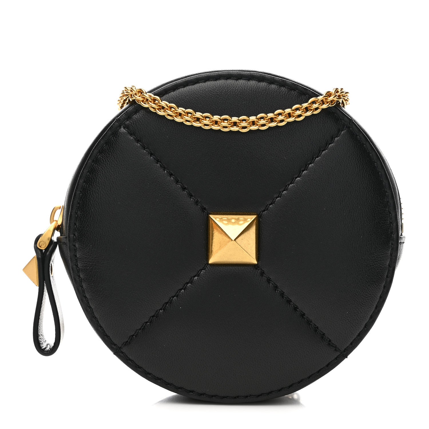 Valentino Garavani Calfskin Roman Stud Round Crossbody Bag Black 1 of 7
