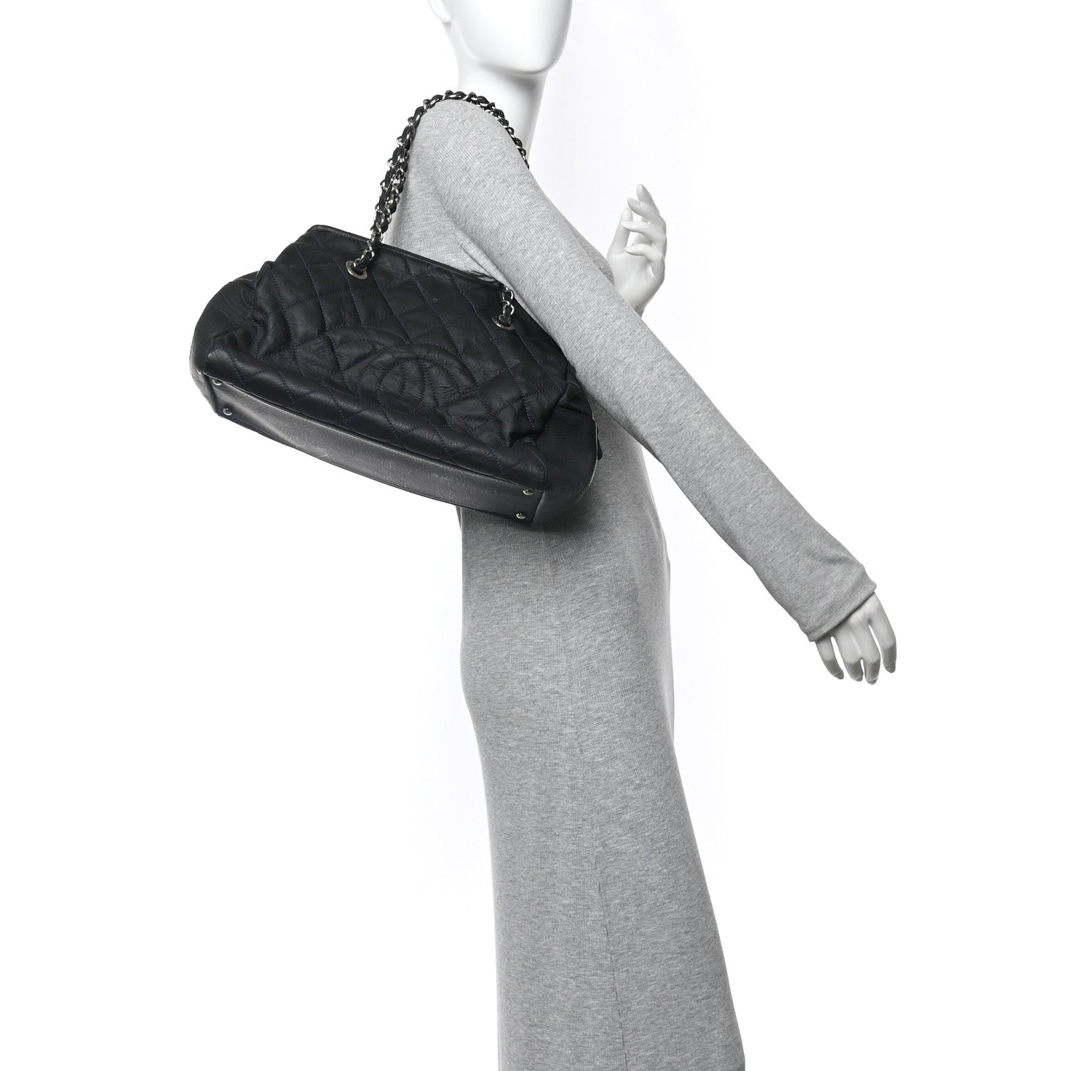 Chanel Crinkled Calfskin Grand Timeless Shopping Tote GTT Dark Blue 2 of 12