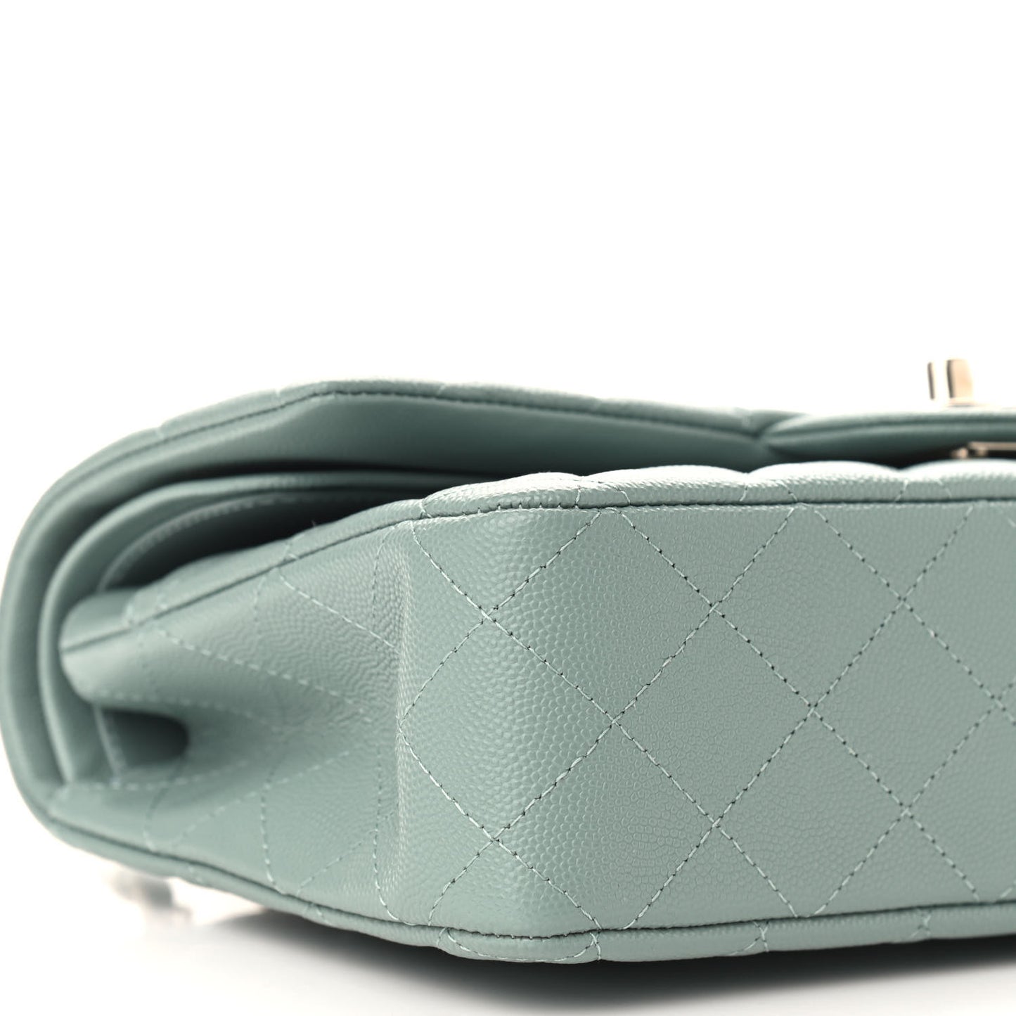 Caviar Quilted Medium Double Flap Green