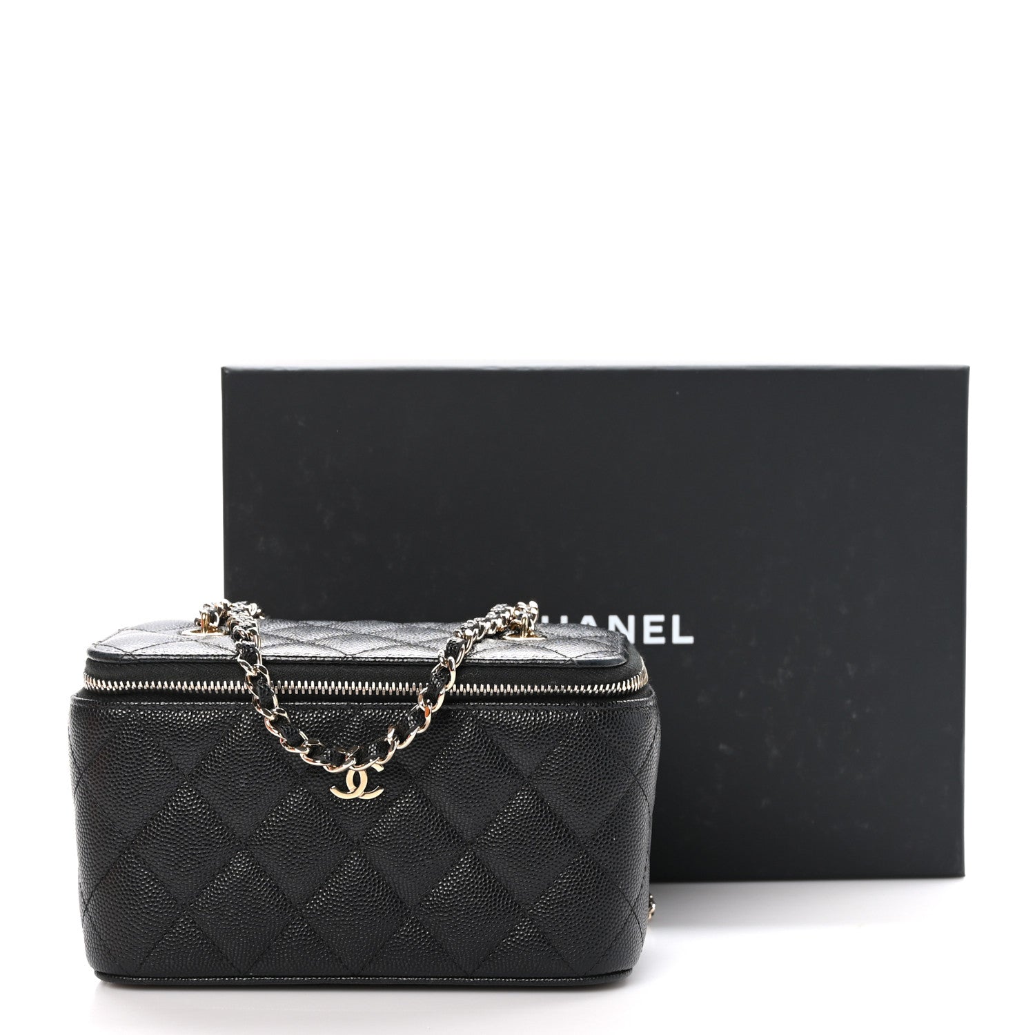 Chanel Caviar Quilted Small Vanity Case With Chain Black 12 of 12