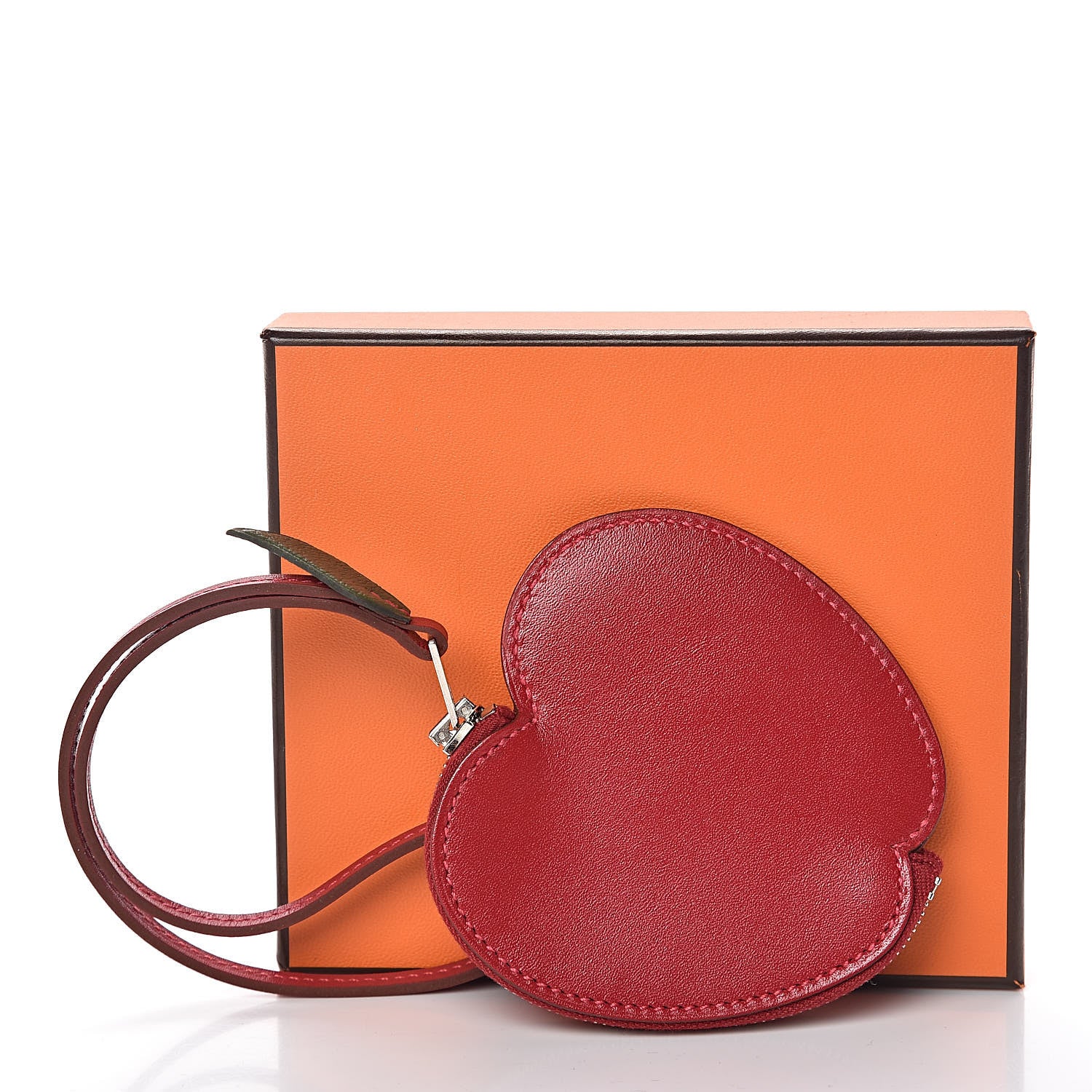 Hermes Tadelakt Tutti Frutti Pomme Coin Purse Wristlet Rouge Vif 5 of 5
