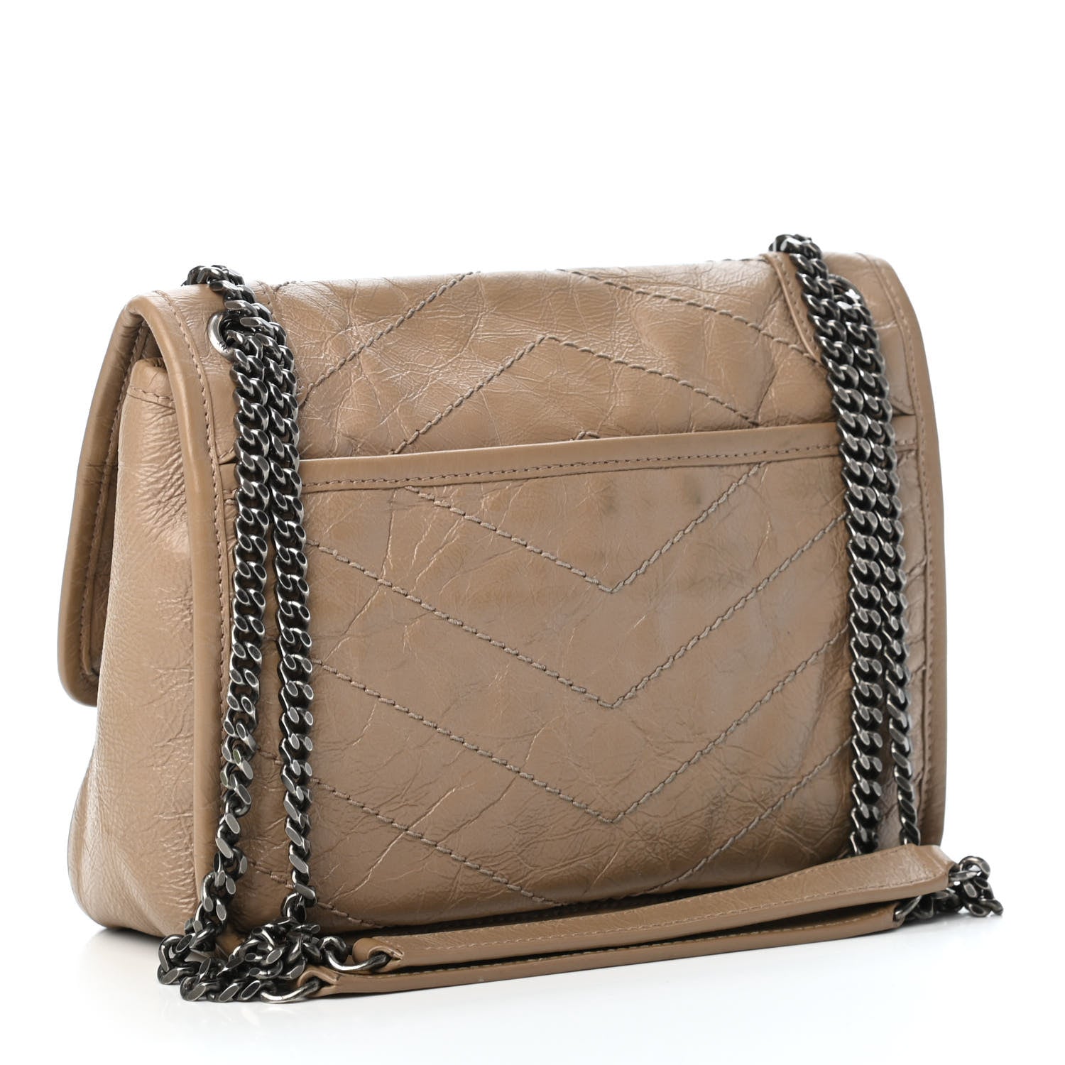 Saint Laurent Crinkled Calfskin Matelasse Monogram Baby Niki Chain Satchel Light Taupe 2 of 5