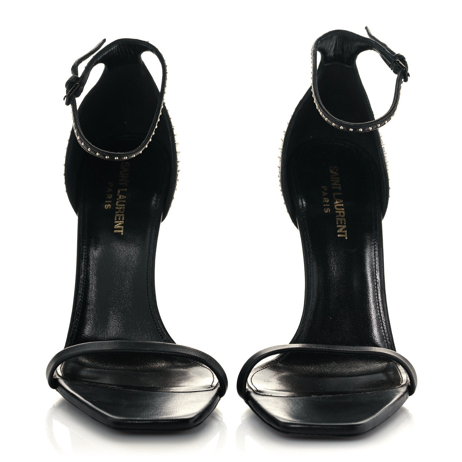 Saint Laurent Calfskin Studded Opyum 110 Sandals 39 Black 2 of 8
