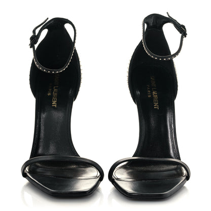 Saint Laurent Calfskin Studded Opyum 110 Sandals 39 Black 2 of 8