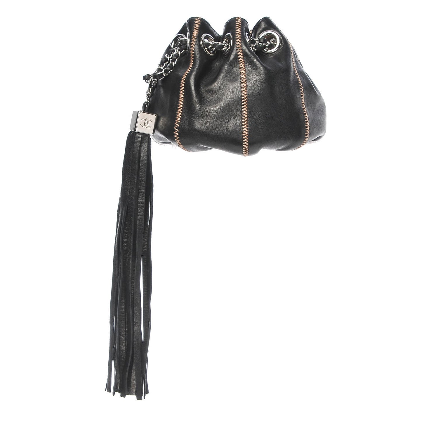 Lambskin Satin Reversible Mini Sac Cordon Black Peach
