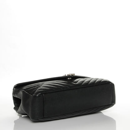 Saint Laurent Sheepskin Matelasse Chevron Monogram Large College Satchel Black 4 of 8