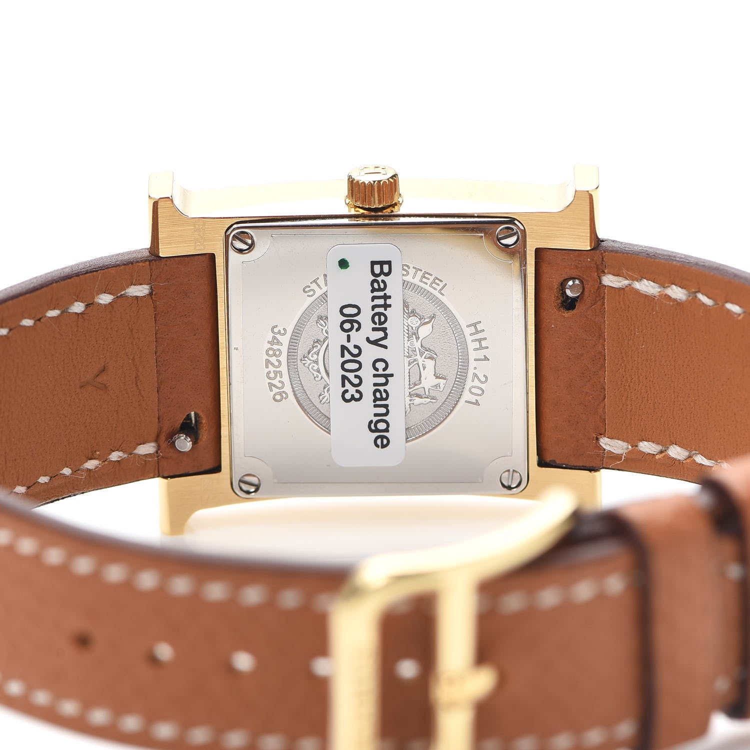 Hermes Stainless Steel Epsom 21mm Heure H Hour Quartz Watch Gold 4 of 5
