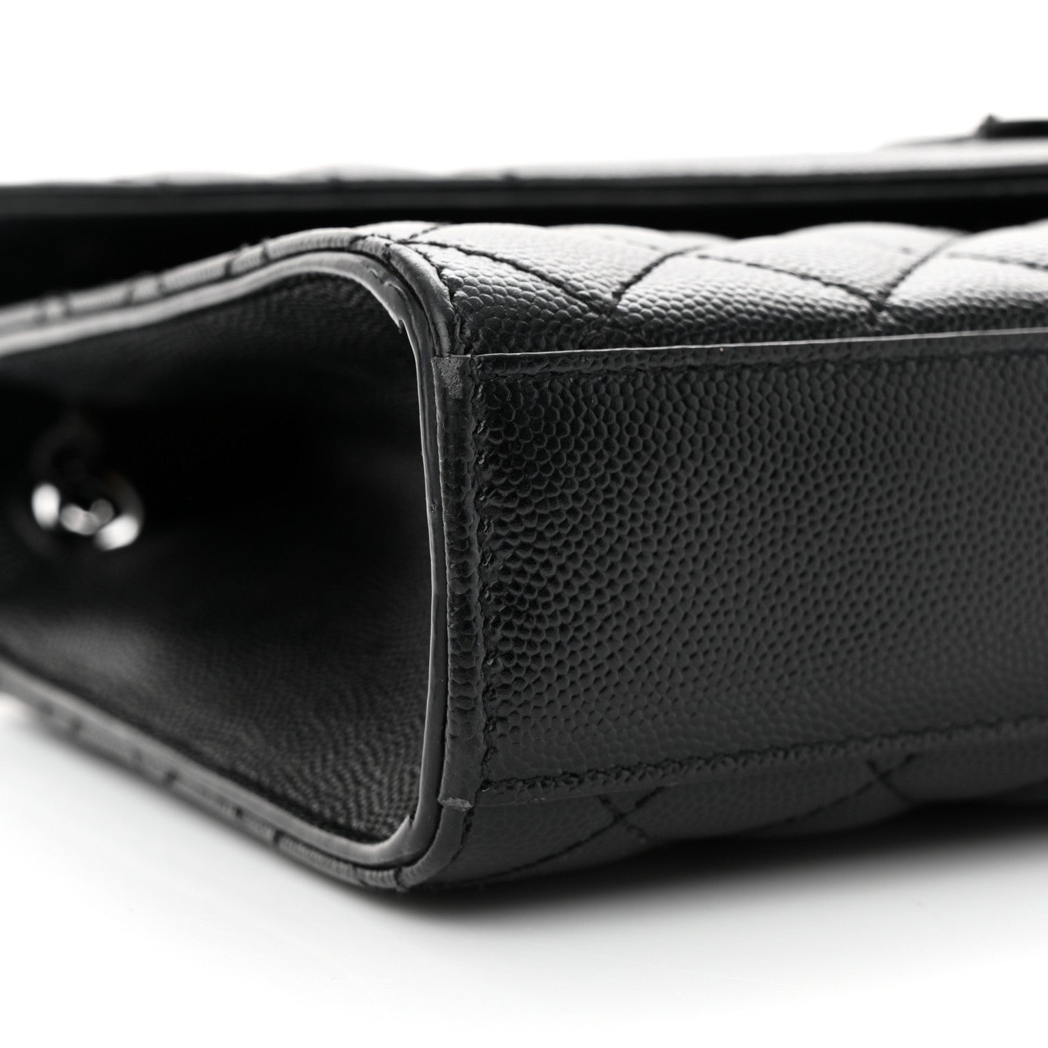 Saint Laurent Grain De Poudre Textured Mixed Matelasse Triquilt Medium Monogram Monochrome Satchel Black 8 of 13
