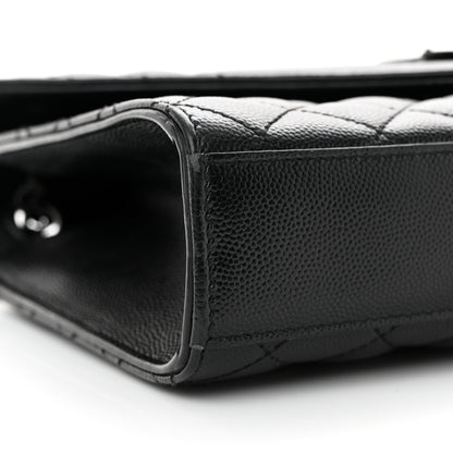 Saint Laurent Grain De Poudre Textured Mixed Matelasse Triquilt Medium Monogram Monochrome Satchel Black 8 of 13