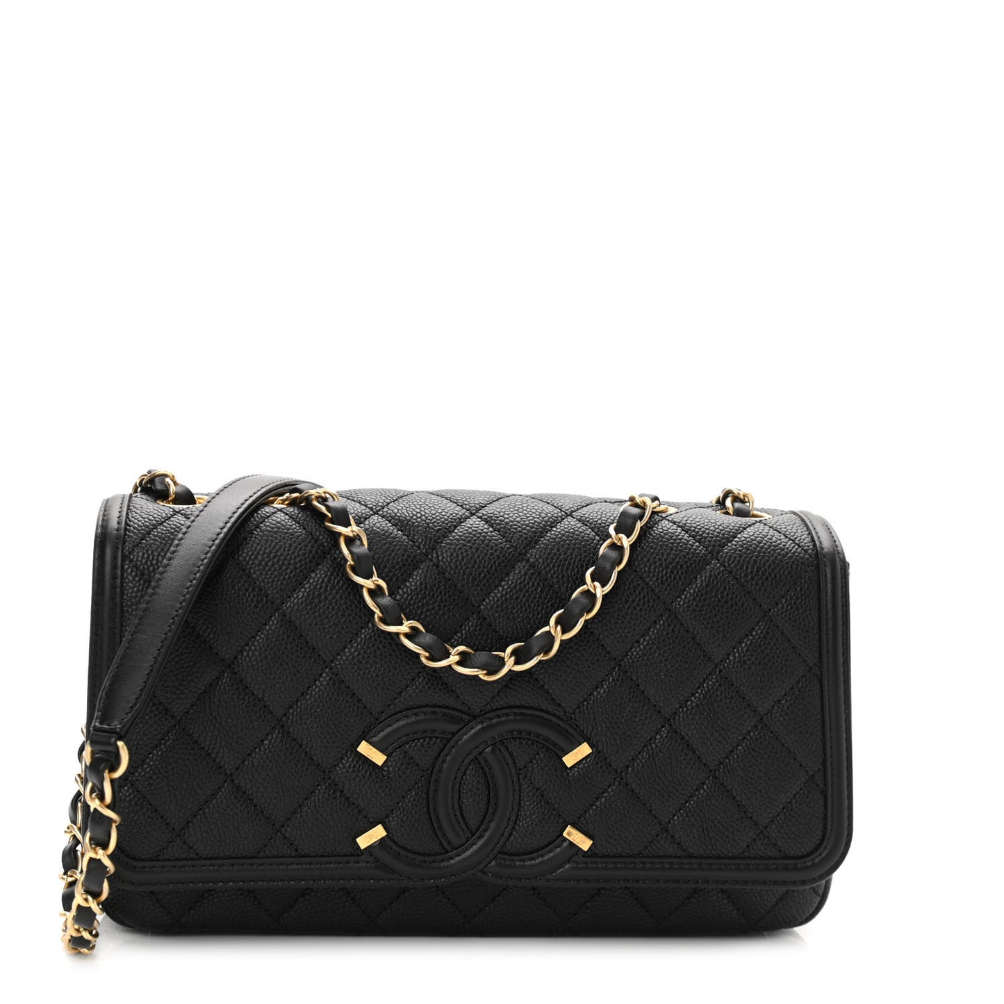 Caviar Quilted Medium CC Filigree Flap Black