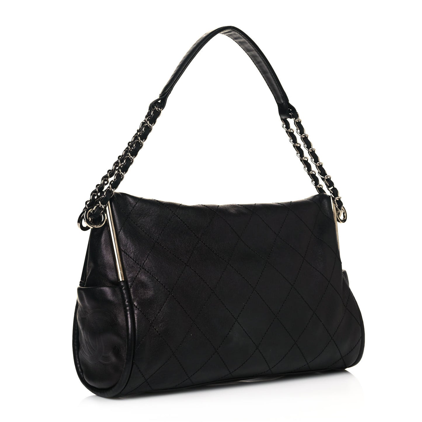 Lambskin Stitched Medium Ultimate Soft Tote Black