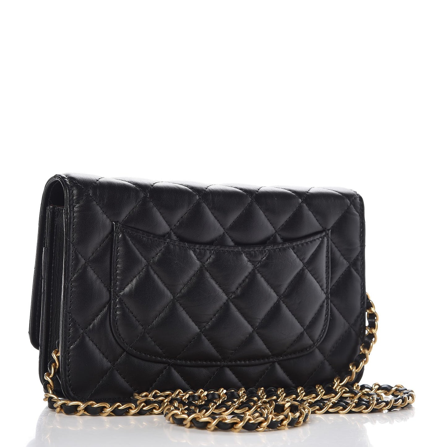 Aged Calfskin Quilted Reissue Wallet On Chain WOC Black