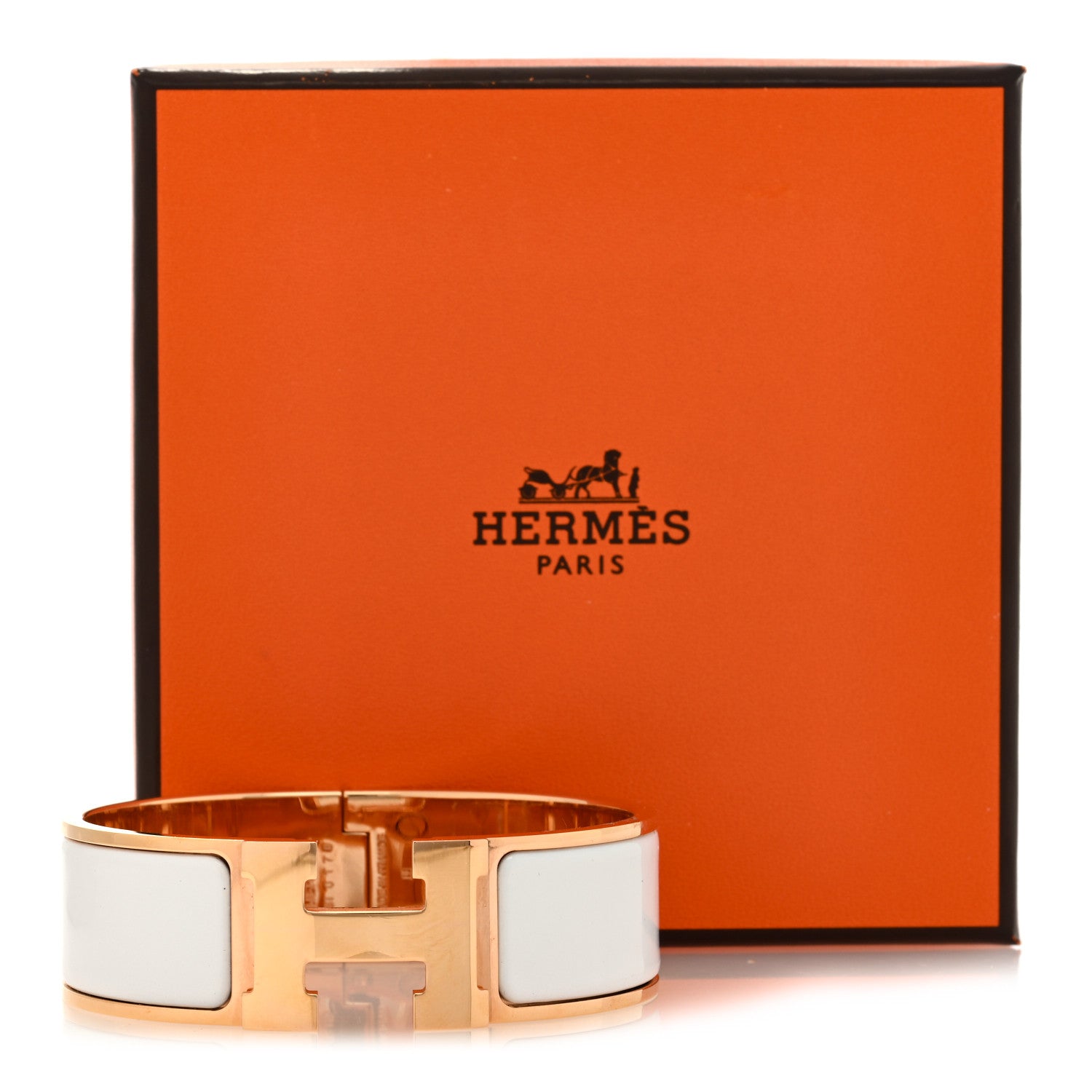 Hermes Enamel Wide Clic Clac H Bracelet GM White White 5 of 5