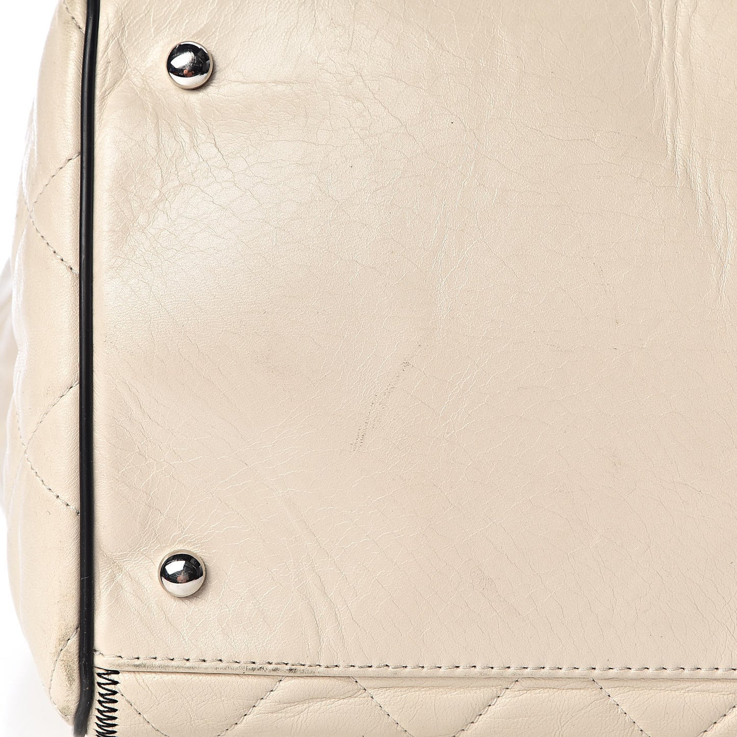 Lambskin Quilted East West Tote Ivory