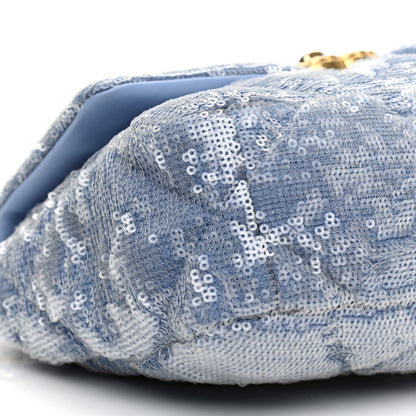 Chanel Sequin Quilted Medium Chanel 19 Flap Light Blue 10 of 11