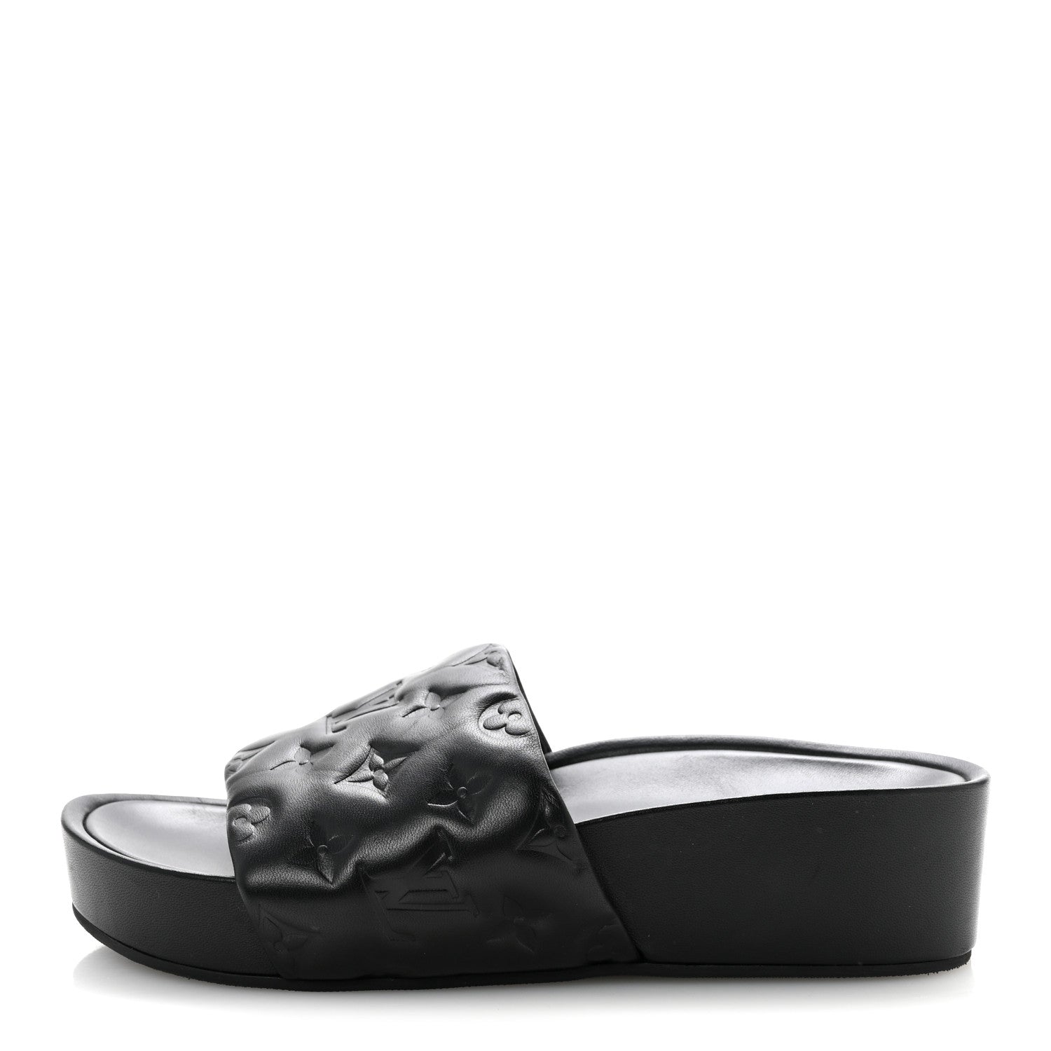 Louis Vuitton Lambskin Embossed Monogram Jumbo Flatform Mule Sandals 39 Black 1 of 11